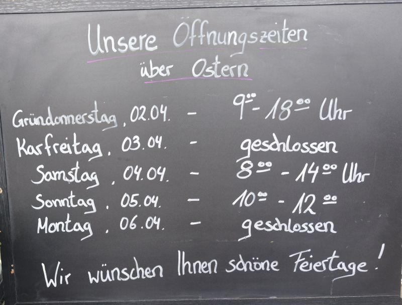 Ostern Öffnungzeiten
